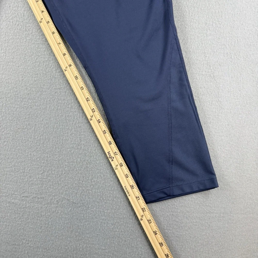 Nike Dri-FIT Womens 3X Navy Blue Cropped Athletic Leggings Mesh Panel Drawstring